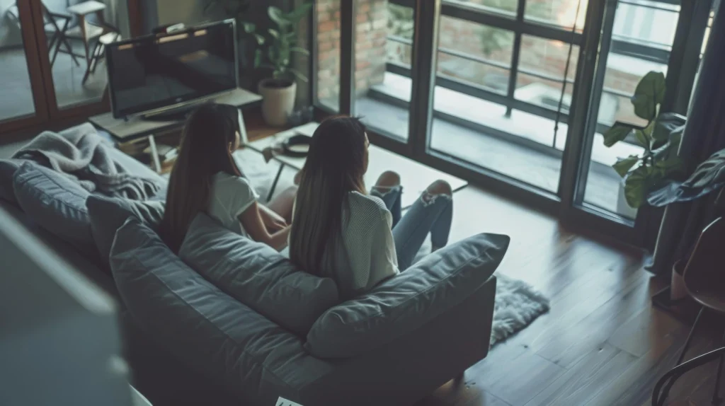 Espacio común de un coliving moderno en Cataluña con zona de trabajo compartida